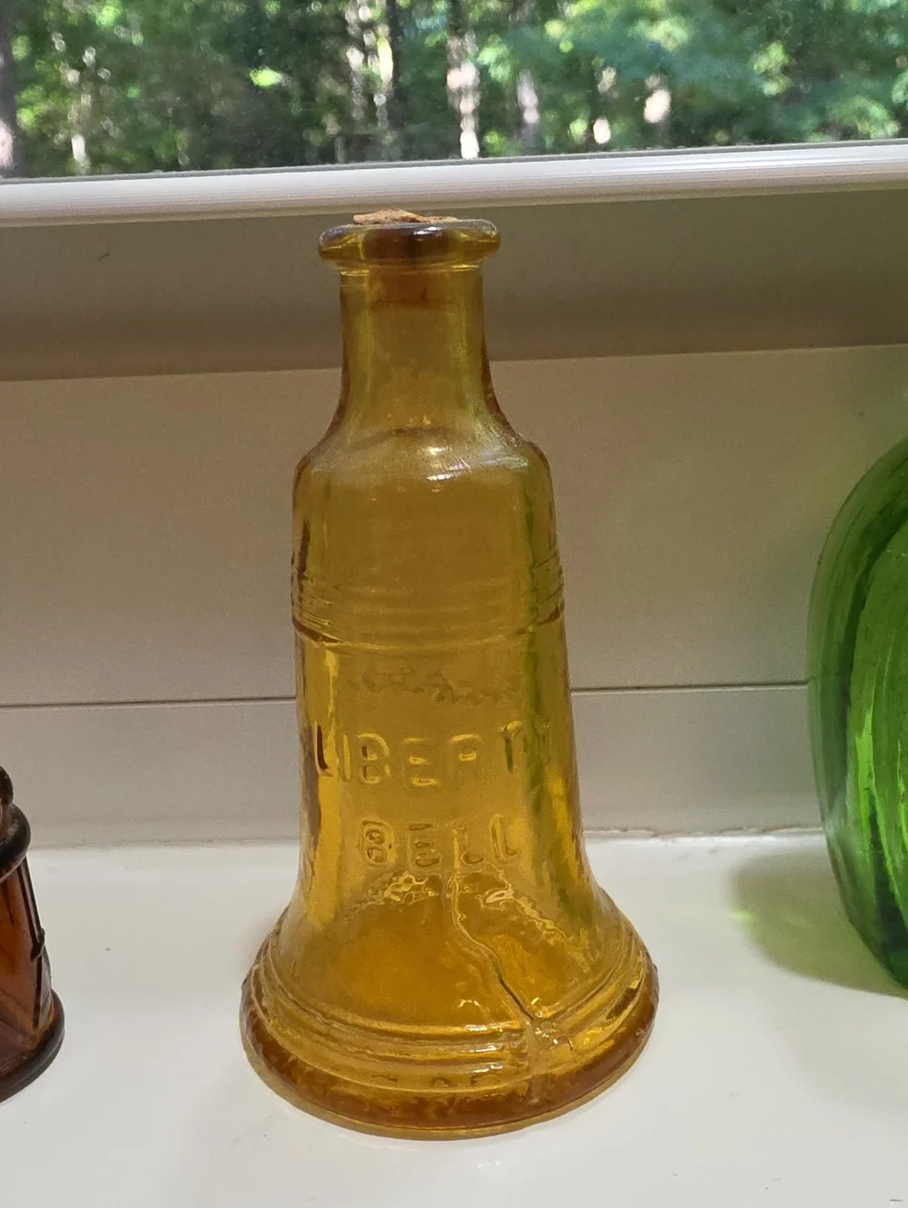 Vintage Green and Amber Miniature Decorative Glass Bottles - Home Accents